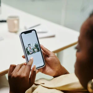 Browsing a Nonprofit Social Media Account on a phone